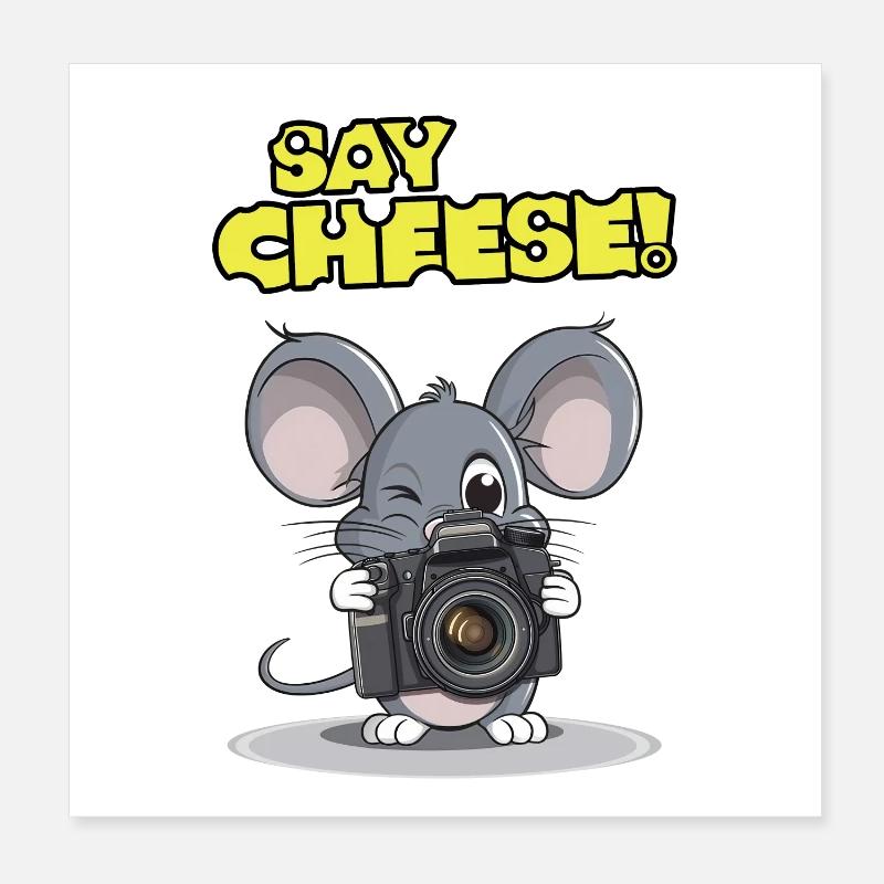 Dites fromage ! - Design de souris amusant avec caméra Poster 20 x 20 cm