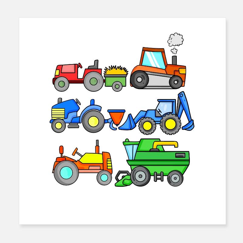 Véhicules de chantier Poster 20 x 20 cm