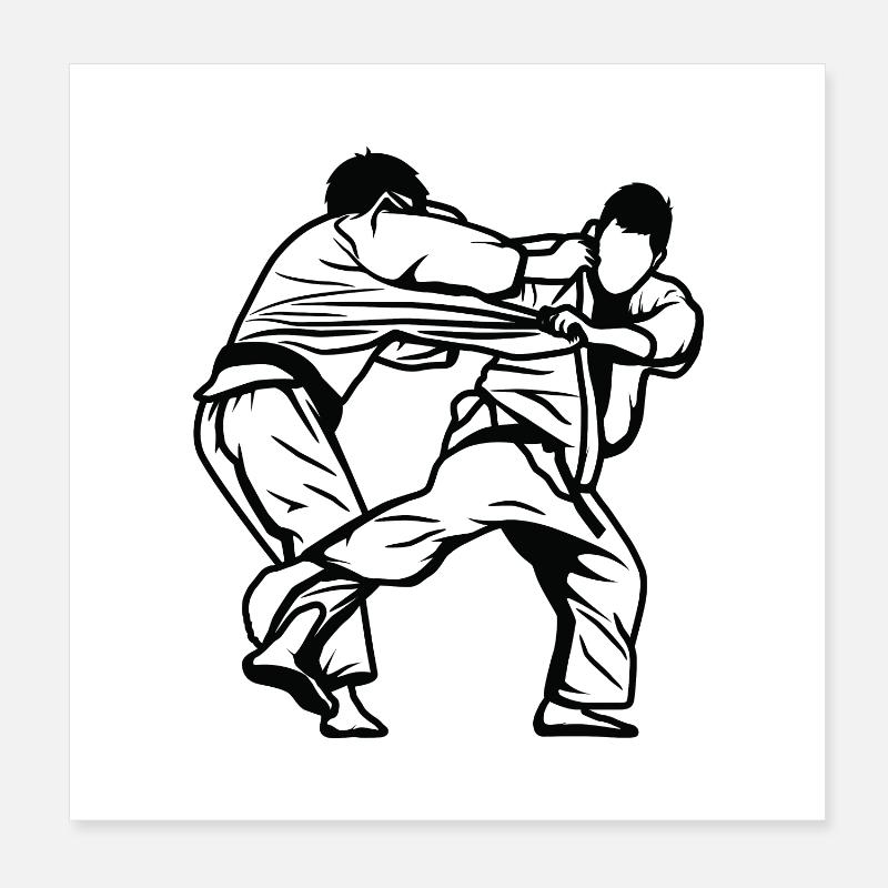 Dessin de Judo Fighter Poster 20 x 20 cm