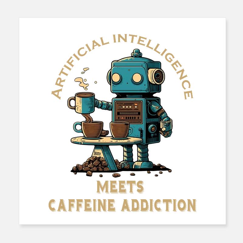 Artificial intelligence meets coffee addiction Poster 8" x 8" (20x20 cm)