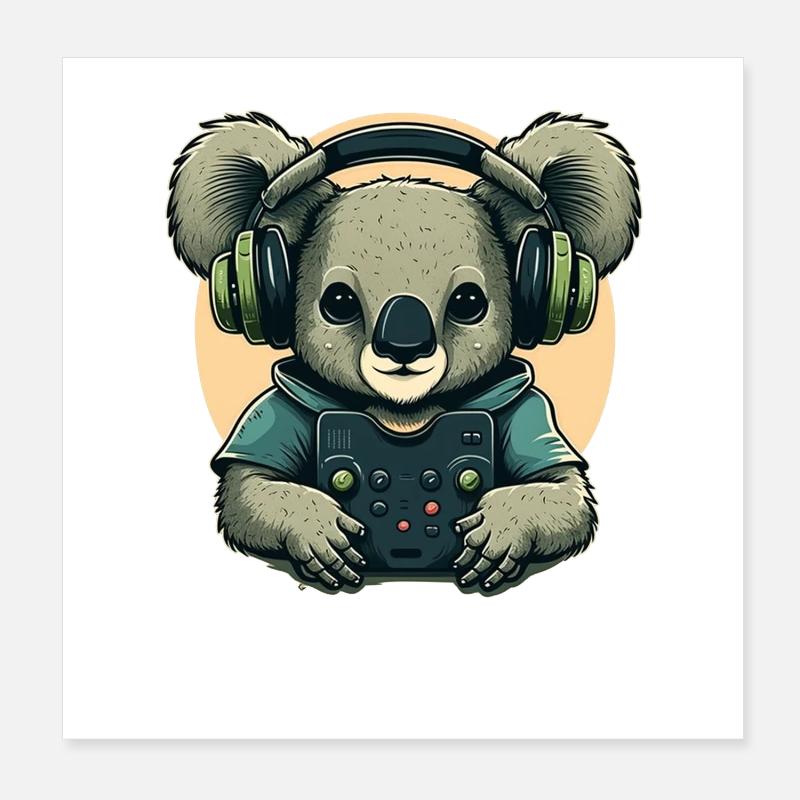 Koala ours avec Walkman Poster 20 x 20 cm