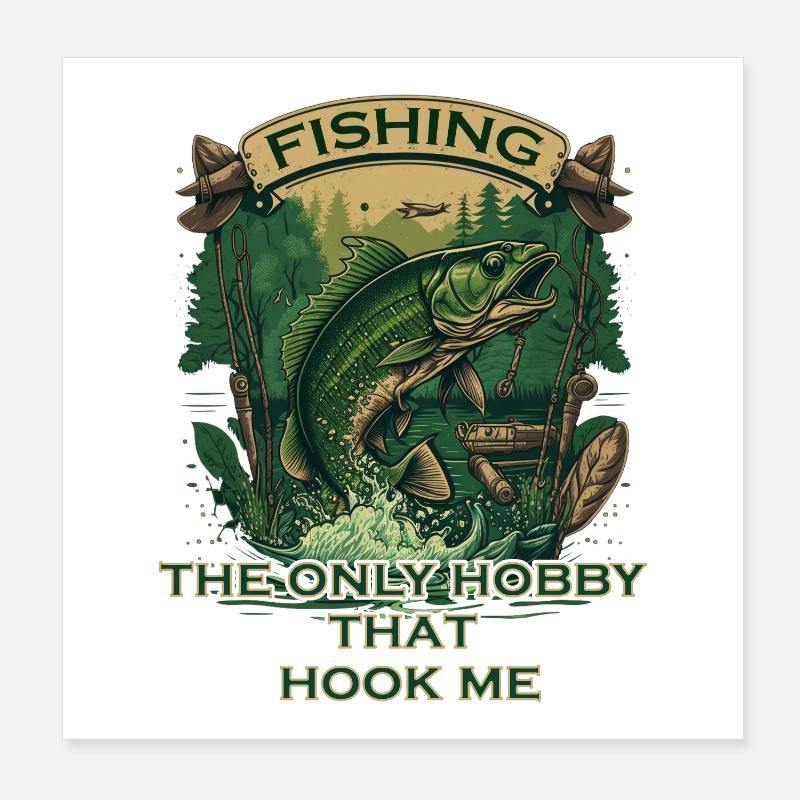 Big fish on the hook Poster 8" x 8" (20x20 cm)