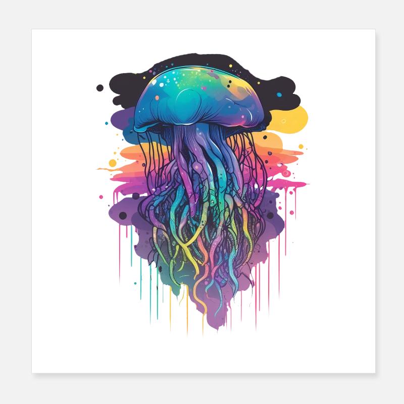 Large colorful jellyfish Poster 8" x 8" (20x20 cm)