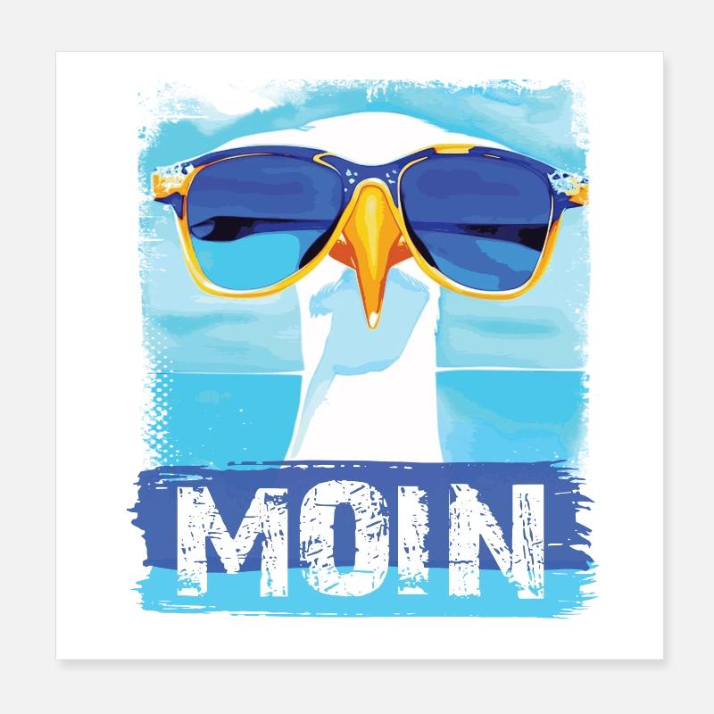 Moin Möwe - blue white Möwen Collection Poster 20x20 cm