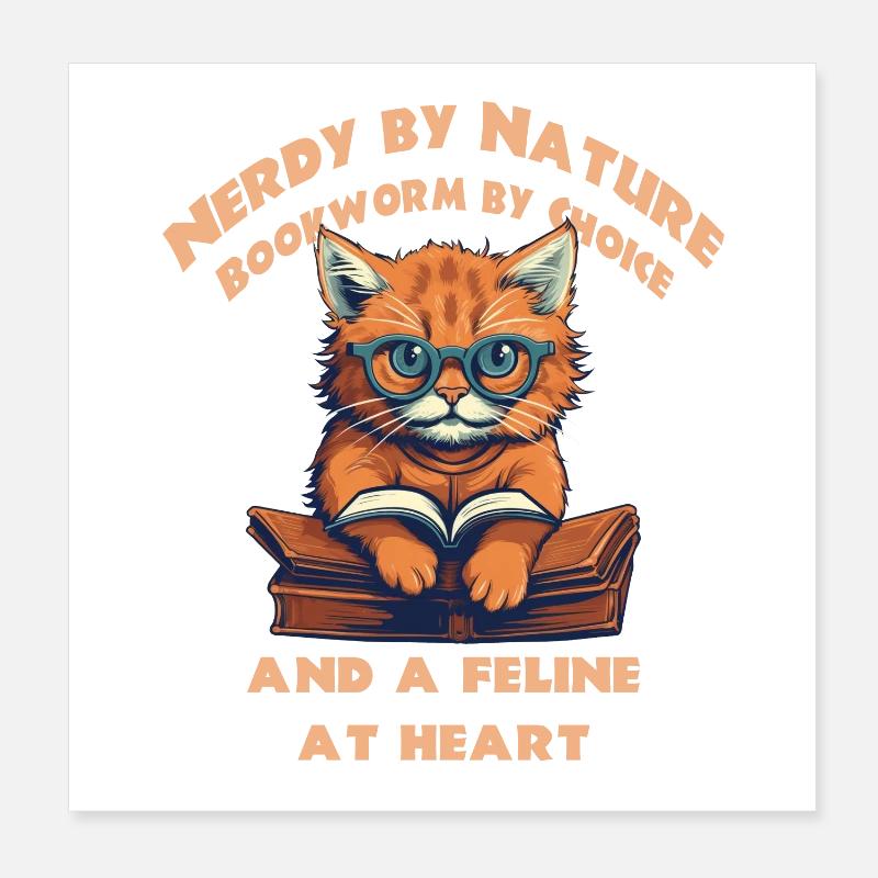 Chat avec livre Poster 20 x 20 cm