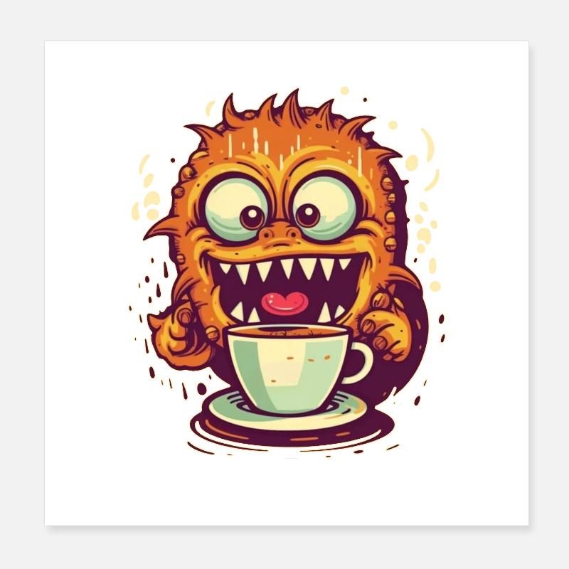 Kaffeemonster Poster 20x20 cm