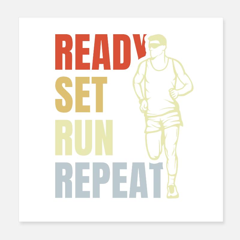 Ready Set Run Repeat Poster 20x20 cm
