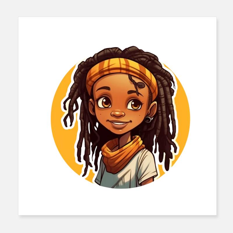 Casual dreadlocks style with colorful headgear Poster 8" x 8" (20x20 cm)