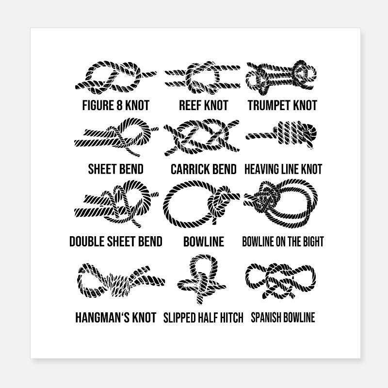 Sailing, sailboat, sailing knots, knotting Poster 8" x 8" (20x20 cm)