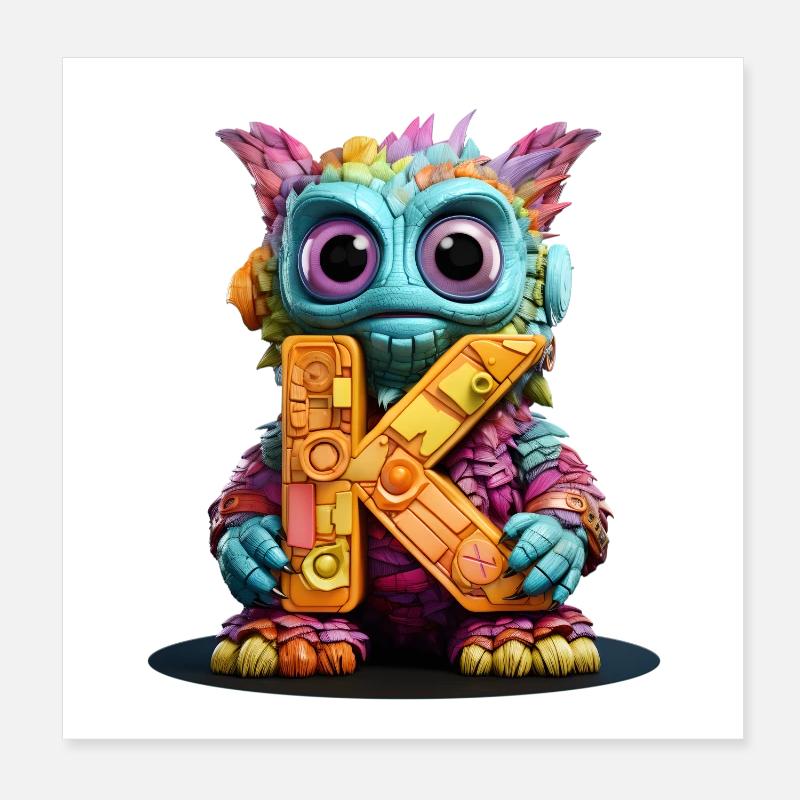 Puppe mit Buchstabe X Alphabet Buchstabe K Poster 20x20 cm
