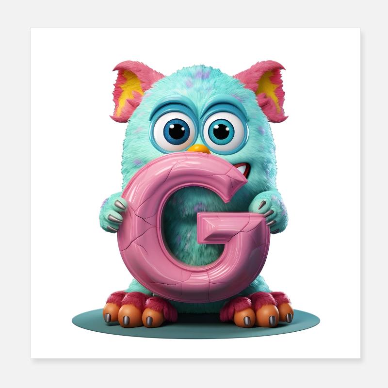 Monstre pastel avec G enchanté Poster 20 x 20 cm