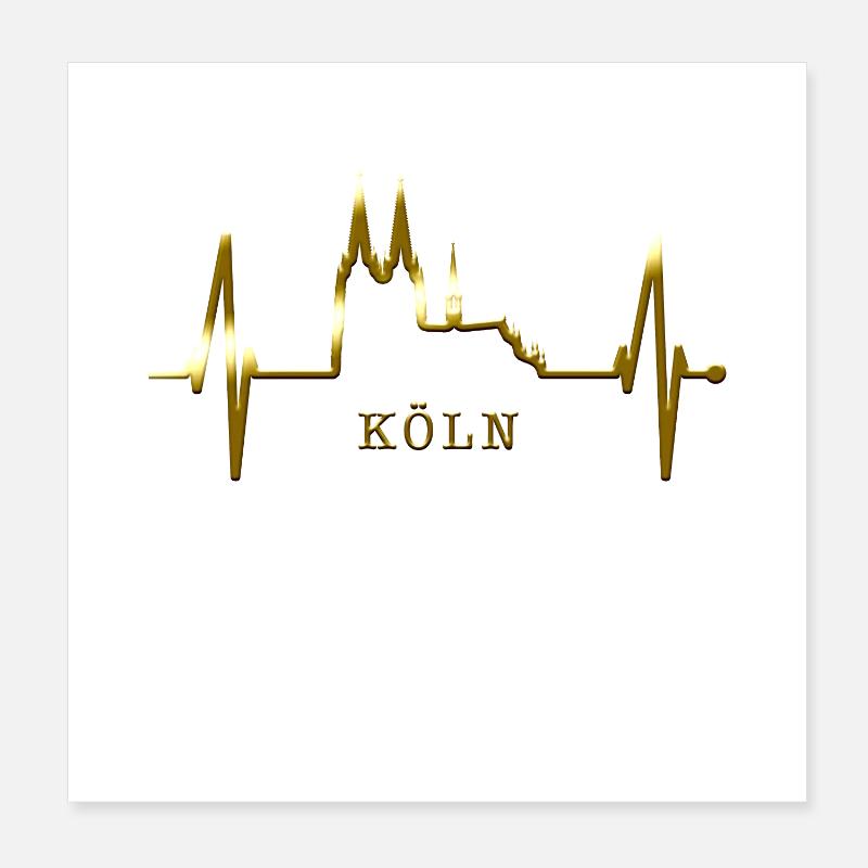 Köln Skyline Herzschlag Herz Kölsch Liebe Kölner Poster 20x20 cm