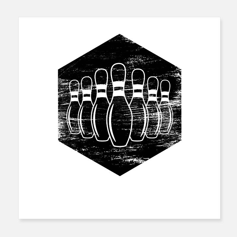 Bowling Pins Sketch Poster 8" x 8" (20x20 cm)