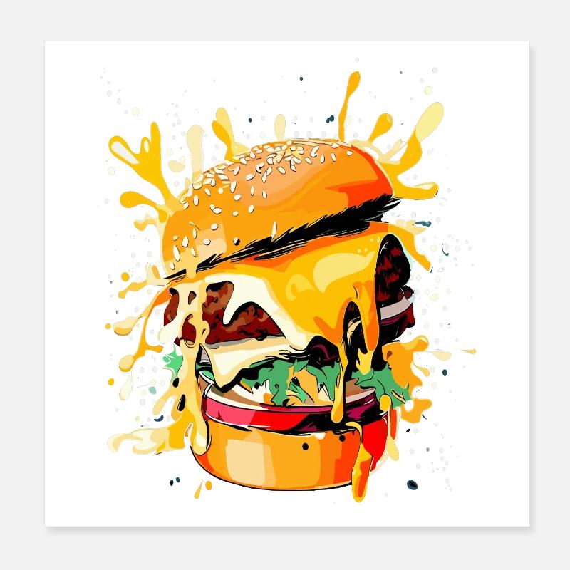 Cheeseburger Burger Lovers Poster 20 x 20 cm