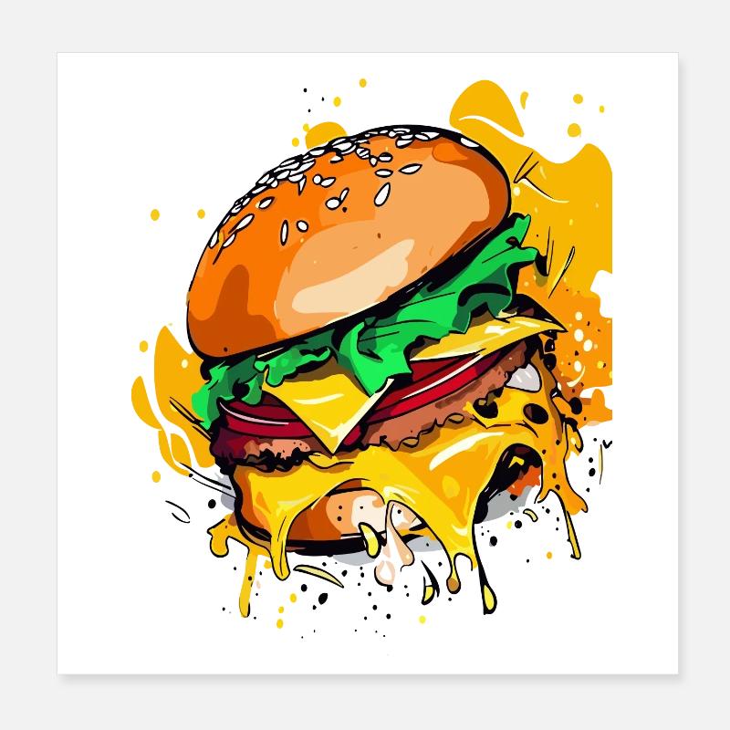 Extra Käse Burger Cheeseburge Poster 20x20 cm