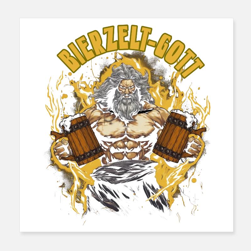 Bierzelt Gott Biertrinker Geschenk Poster 20x20 cm