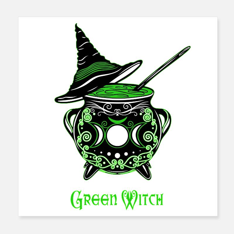 Cauldron Witch Green Witch Cauldron Poster 8" x 8" (20x20 cm)