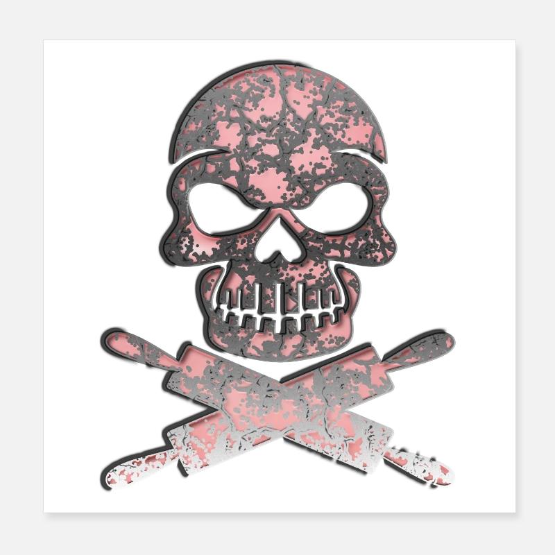 Skull skull with dough rolls Poster 8" x 8" (20x20 cm)
