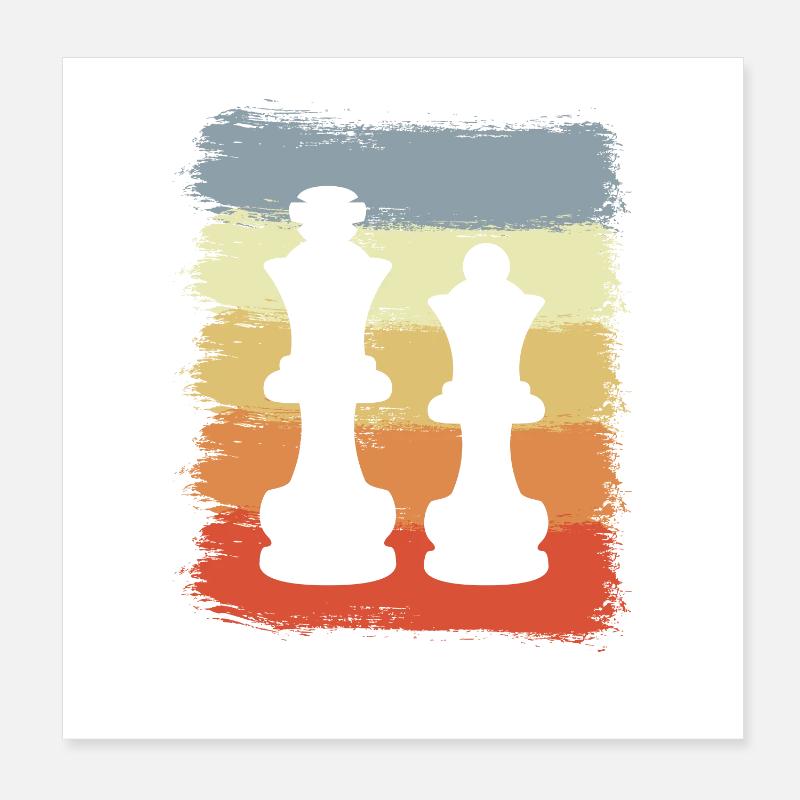 Vintage Chess Pieces Poster 8" x 8" (20x20 cm)