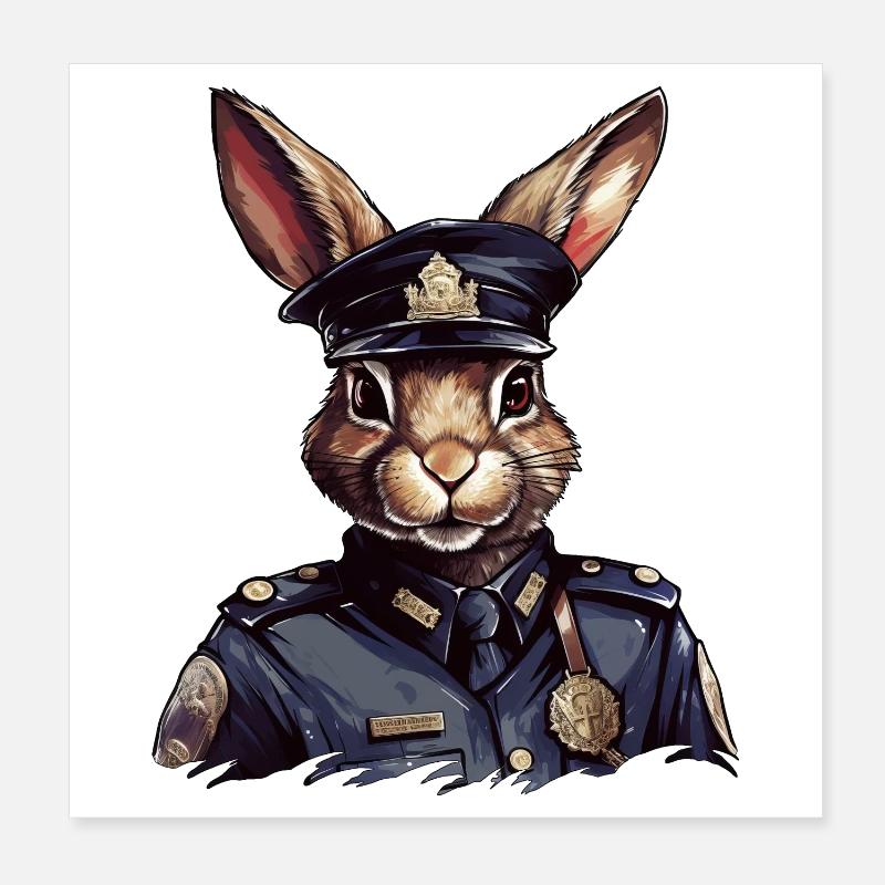 Hasen Polizei Poster 20x20 cm