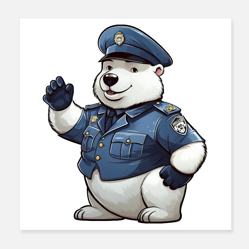 Eisbären Polizei Poster 20x20 cm