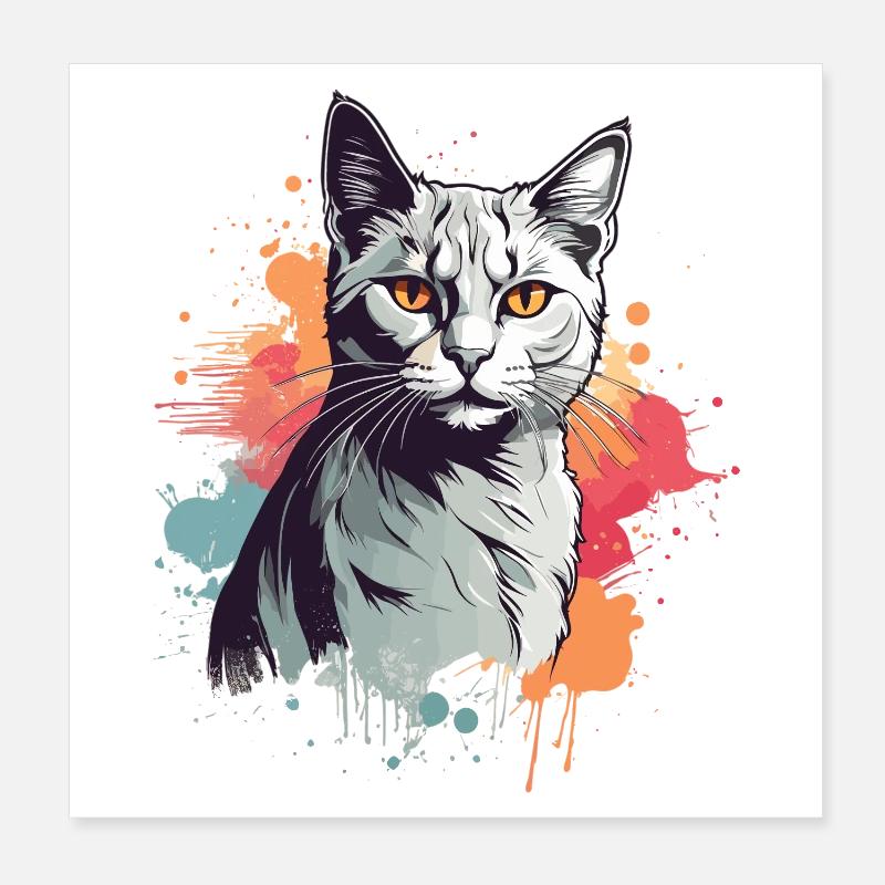 Chat gris mignon Poster 20 x 20 cm