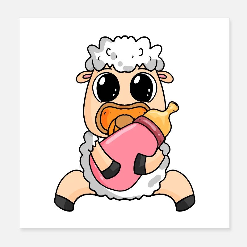 Bébés moutons Poster 20 x 20 cm