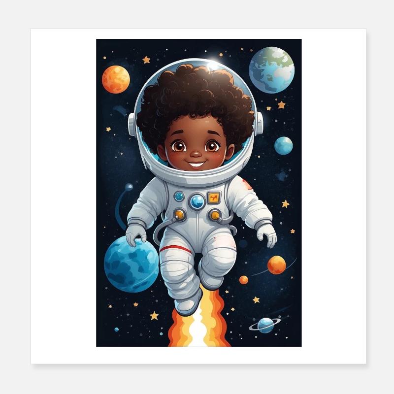 Visage d’enfant aventurier de l’espace Poster 20 x 20 cm