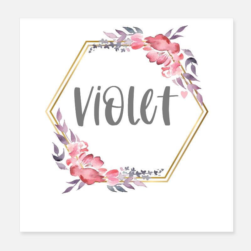 Violet Mädchen Name Baby Geschenk Poster 20x20 cm