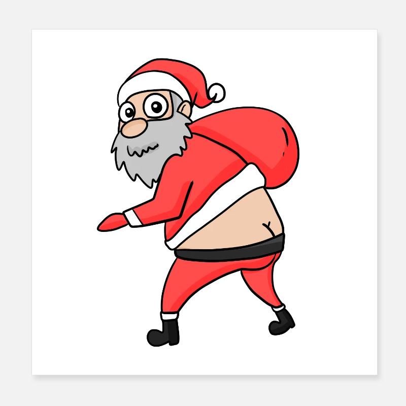 Weihnachtsmann Hintern Lustig Poster 20x20 cm