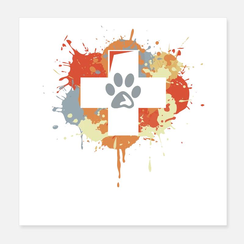 Veterinarian first aid drawing Poster 8" x 8" (20x20 cm)