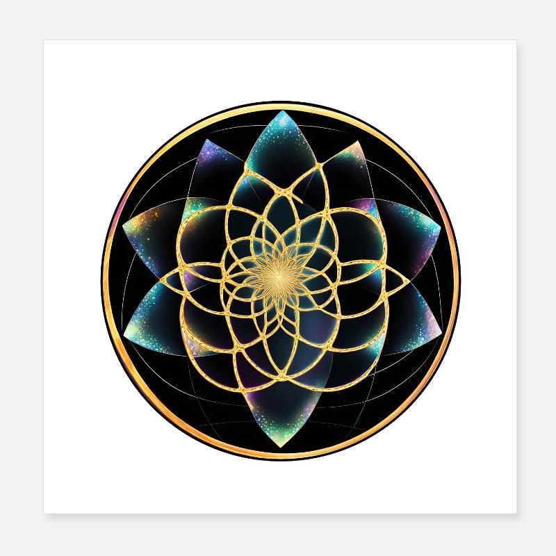 Géométrie du mandala doré Poster 20 x 20 cm