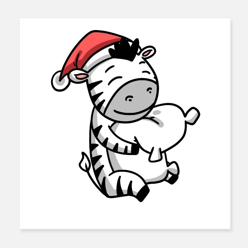 Zebra Niedlich Müde Weihnachten Poster 20x20 cm
