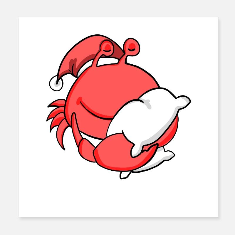 Crabe Mignon Fatigué Noël Poster 20 x 20 cm