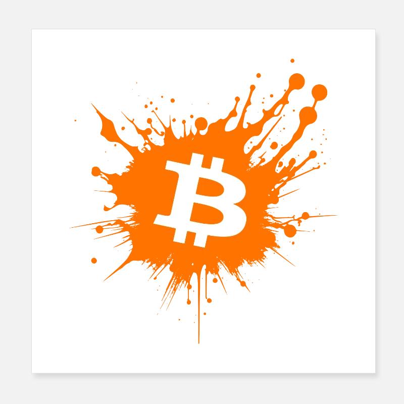 Bitcoin Crypto Cryptocurrency Splash Poster 20 x 20 cm