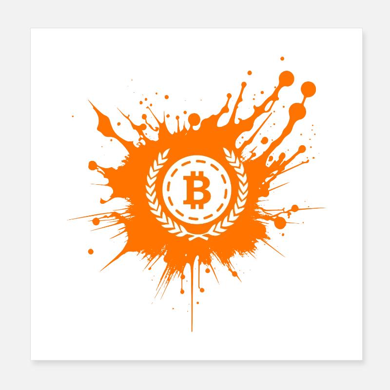 Bitcoin Crypto Cryptocurrency Splash Poster 20x20 cm