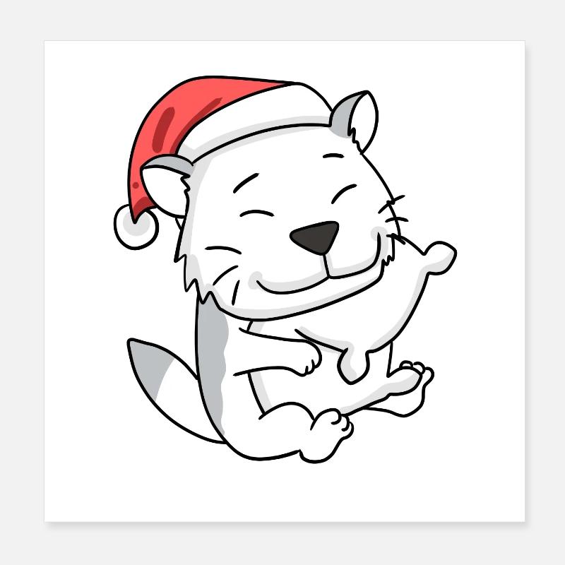 Chat Mignon Burmilla Fatigué Noël Poster 20 x 20 cm