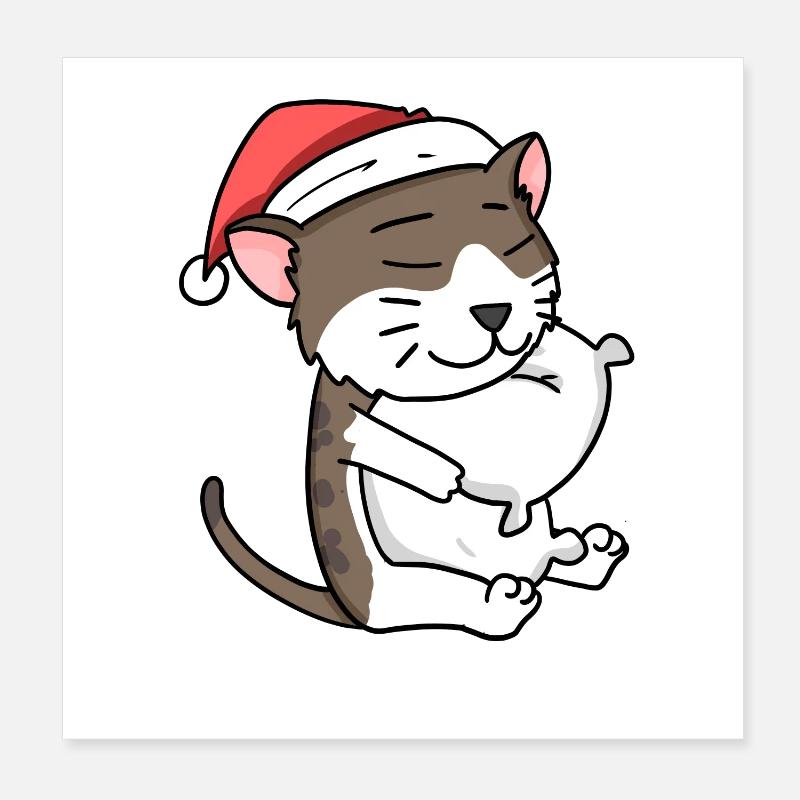 Chat Mignon Chat Birman Fatigué Noël Poster 20 x 20 cm