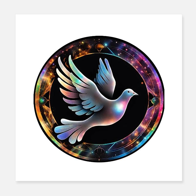 Kosmische Taube im Farbring Poster 20x20 cm