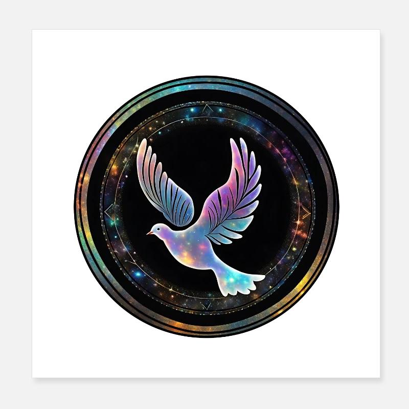 Galaxy Taube im Sternenring Poster 20x20 cm