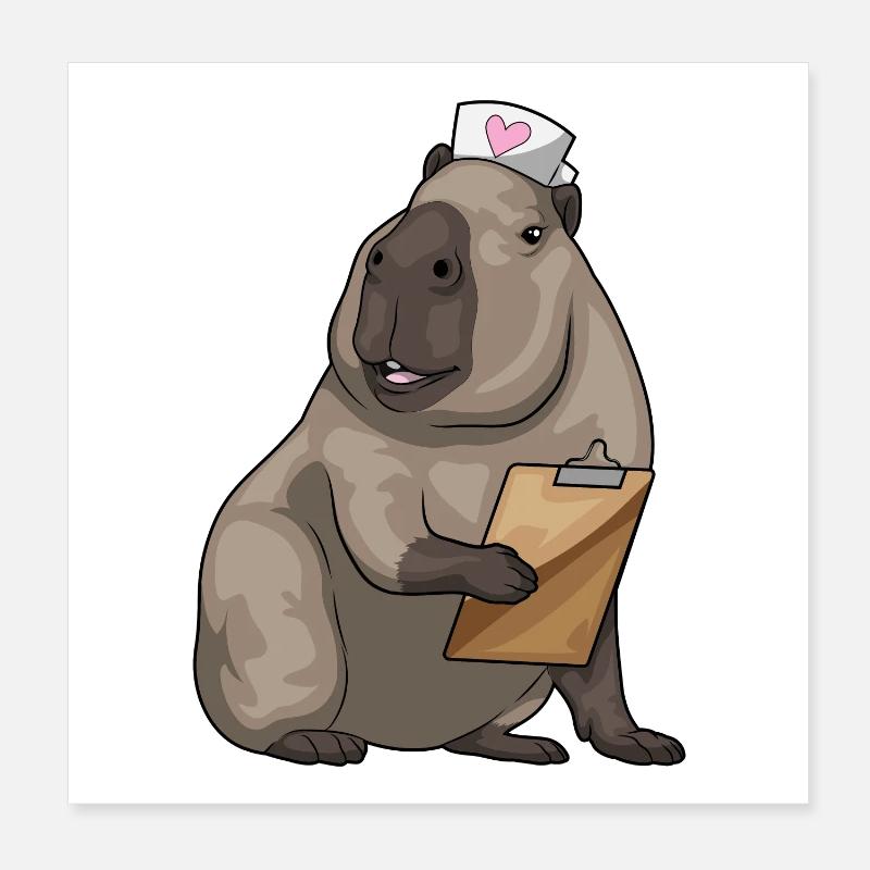 Infirmière capybara Poster 20 x 20 cm