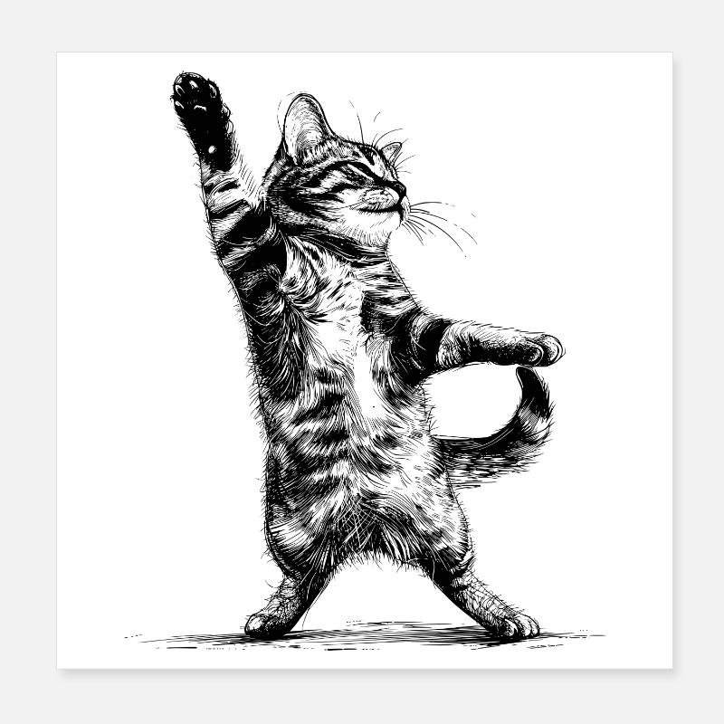 disco cat Poster 8" x 8" (20x20 cm)