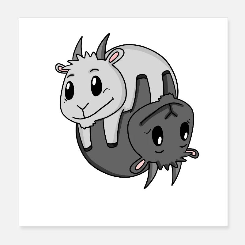 Yin Yang Zeichen Ziege Poster 20x20 cm