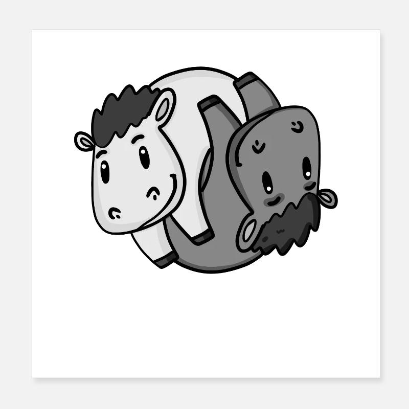 Yin Yang Pferd Pferde Pferdebesitzer Reiten Poster 20x20 cm