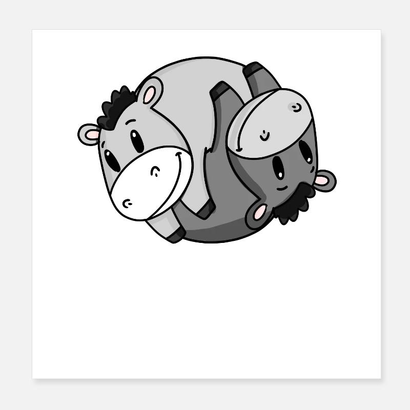 Yin Yang Esel Poster 20x20 cm