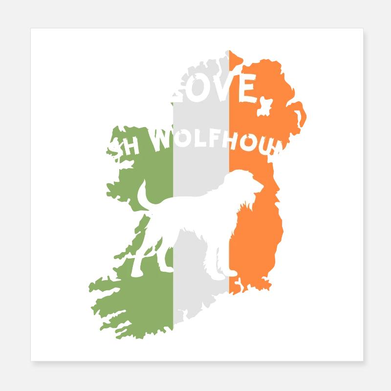 Aperçu du lévrier irlandais avec motivation du drapeau Poster 20 x 20 cm
