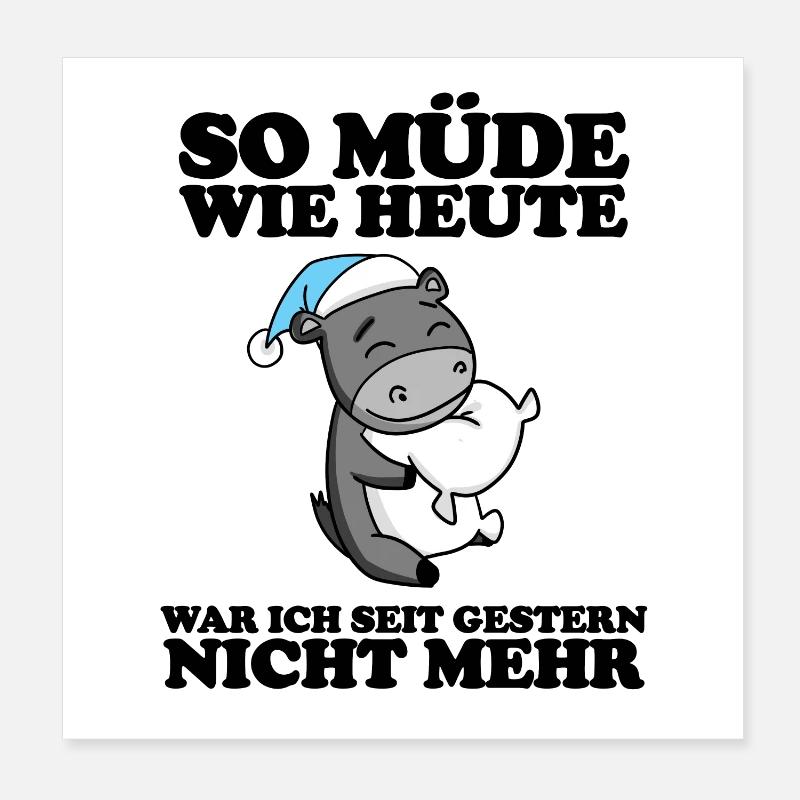Müde Spruch lustig Schlafen Ausschlafen - Esel Poster 20x20 cm