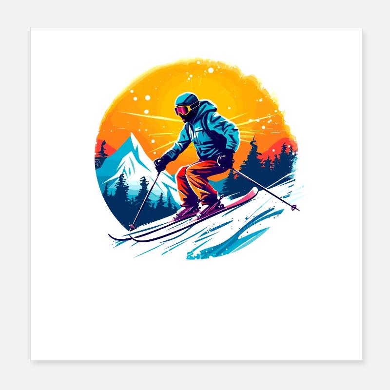 Ski Team Skier School Skiing Ski Team Ski Poster 8" x 8" (20x20 cm)