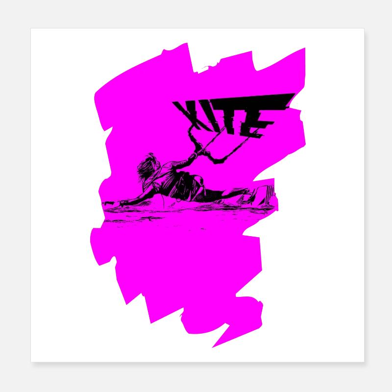 Pink Kite Poster 20x20 cm