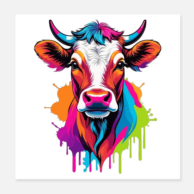 Cute colorful cow Poster 8" x 8" (20x20 cm)